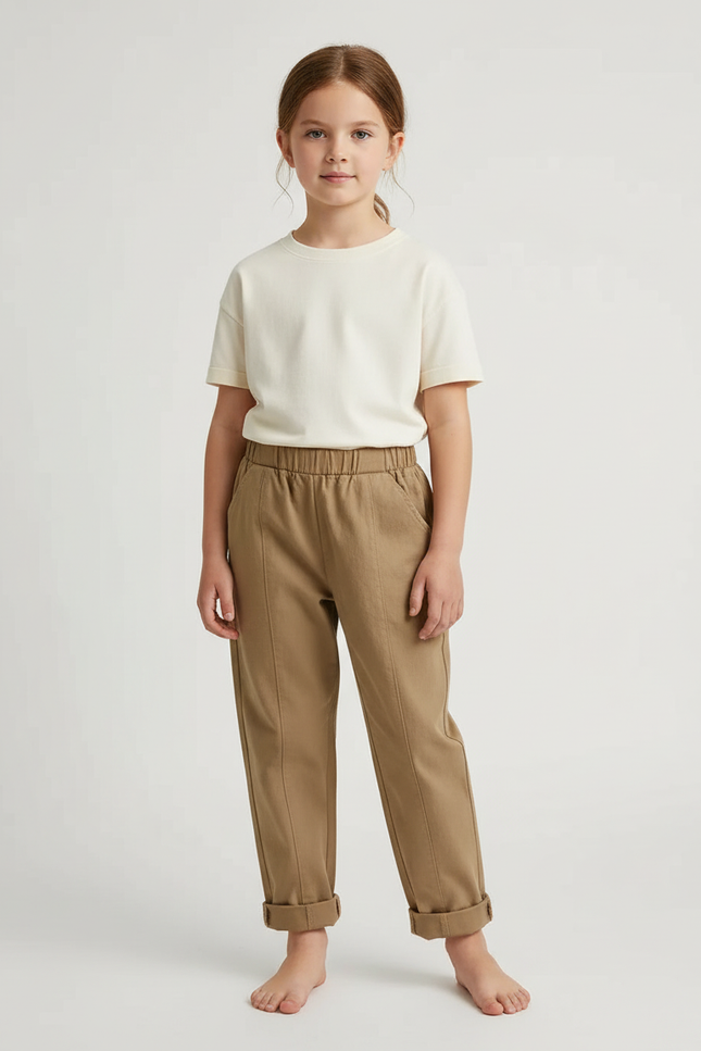 Pantalon Chino Camel Coton Ample Enfant - Molleton