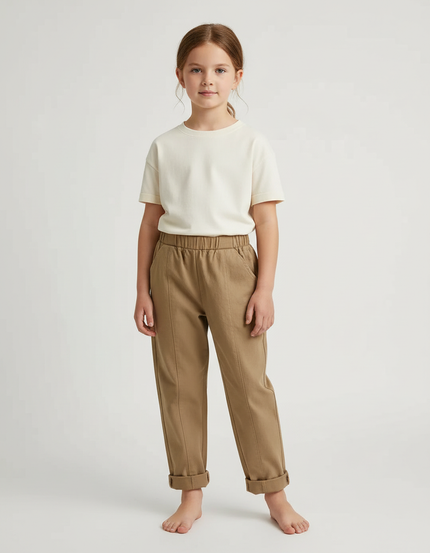 Pantalon Chino Camel Coton Ample Enfant - Molleton