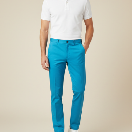 Pantalon Chino Bleu Ciel Slim Coton Élégant Homme