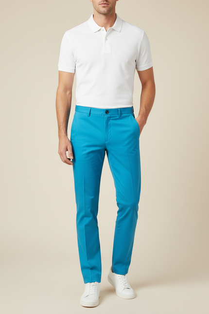 Pantalon Chino Bleu Ciel Slim Coton Élégant Homme