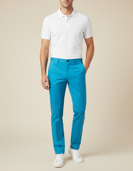 Pantalon Chino Bleu Ciel Slim Coton Élégant Homme