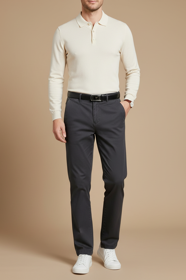 Pantalon Chino Gris Coton Décontracté Homme