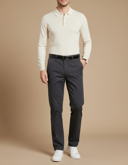 Pantalon Chino Gris Coton Décontracté Homme