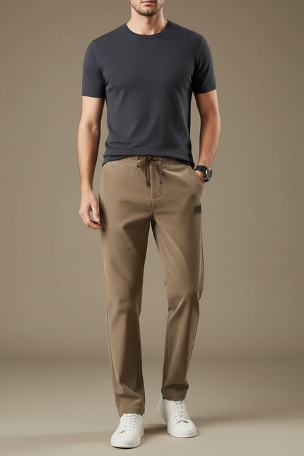 Pantalon Chino Beige Côtelé Droit Cordon Homme - Cordé