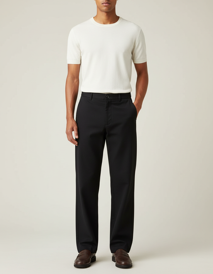 Pantalon Chino Noir Droit Simple Homme - Gabardine