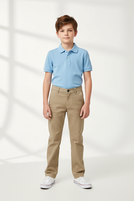 Pantalon Chino Kaki Coton Slim Enfant Décontracté