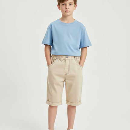 Pantalon Chino Beige Coton Décontracté Enfant Bermuda