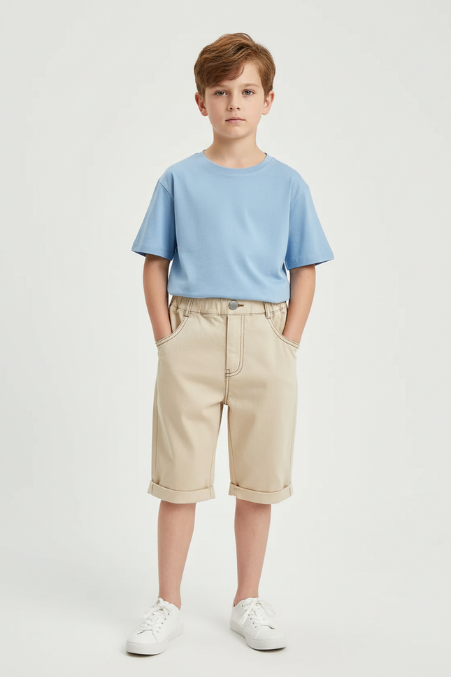 Pantalon Chino Beige Coton Décontracté Enfant Bermuda