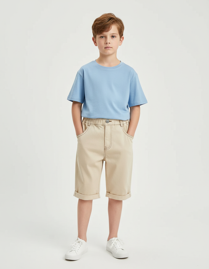 Pantalon Chino Beige Coton Décontracté Enfant Bermuda