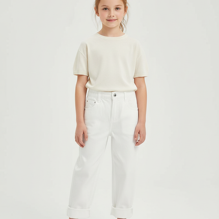 Pantalon Chino Blanc Ample Coton Enfant Unisexe