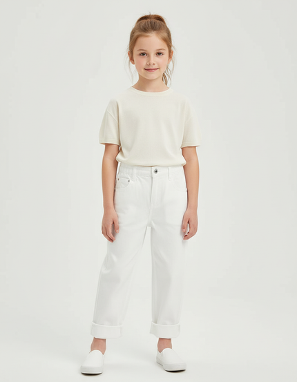 Pantalon Chino Blanc Ample Coton Enfant Unisexe