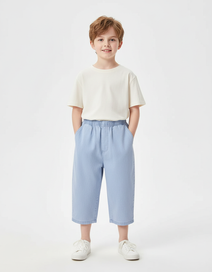 Pantalon Chino Bleu Clair Coton Ample Enfant Décontracté