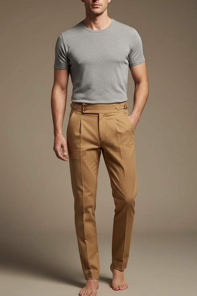 Pantalon Chino Homme Luxe - Camel Gabardine