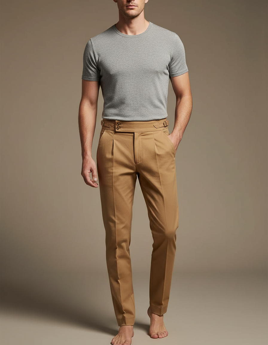 Pantalon Chino Homme Luxe - Camel Gabardine