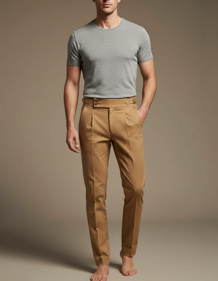 Pantalon Chino Homme Luxe - Camel Gabardine