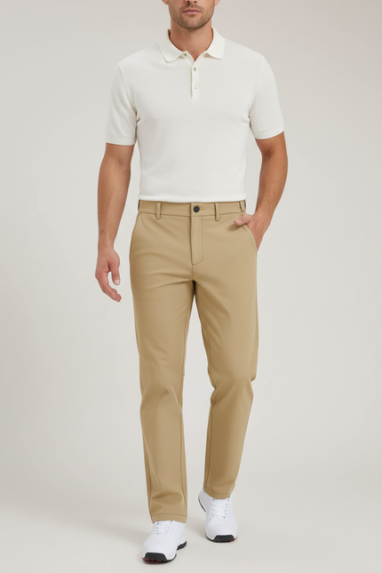 Pantalon Chino Beige Coupe Droite Homme Extensible Décontracté - Polyester
