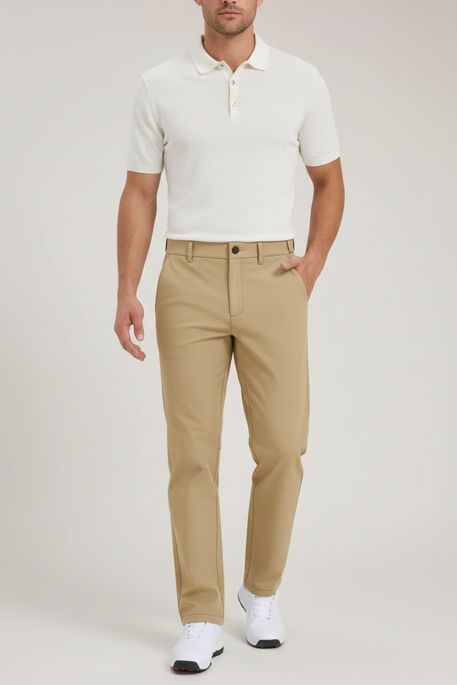 Pantalon Chino Beige Coupe Droite Homme Extensible Décontracté - Polyester