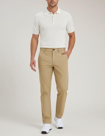 Pantalon Chino Beige Coupe Droite Homme Extensible Décontracté - Polyester
