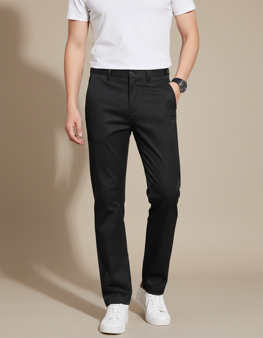 Pantalon Chino Noir Slim Respirant Élastique Homme - Polyester