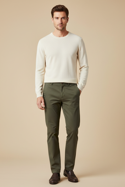Pantalon Chino Homme Hiver - Kaki Gabardine