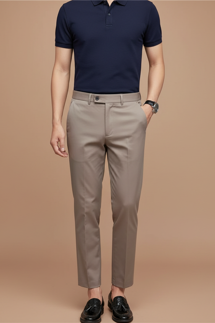 Pantalon Chino Beige Slim Stretch Homme Élégant - Gabardine