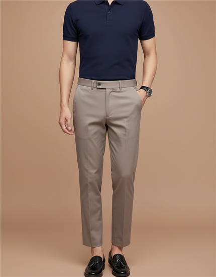 Pantalon Chino Beige Slim Stretch Homme Élégant - Gabardine