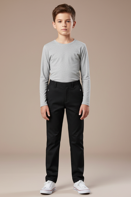 Pantalon Chino Noir Droit Coton Enfant