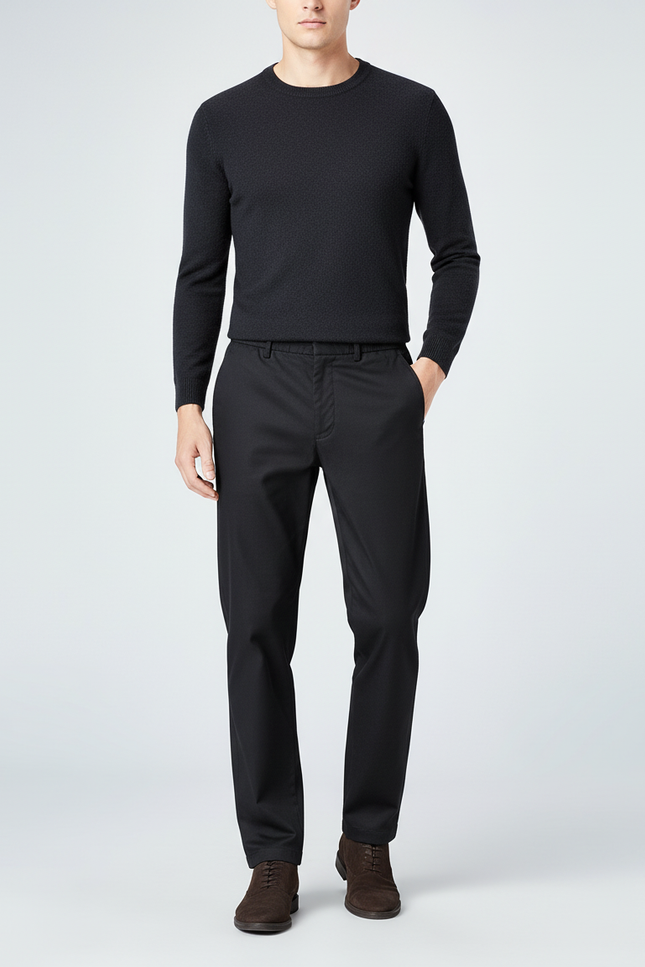 Pantalon Chino Noir Droit Classique Homme Élégant - Gabardine