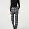 Pantalon Chino Carreaux Marron Bleu Décontracté Femme - Multicolore Tweed