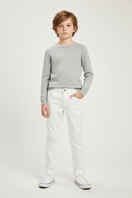 Pantalon Chino Blanc Garcon - Gabardine