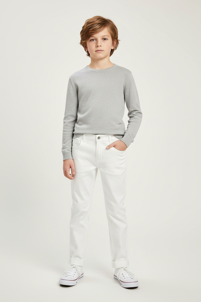 Pantalon Chino Blanc Garcon - Gabardine