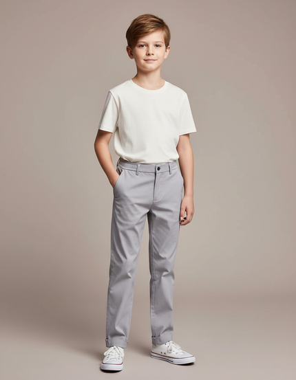 Pantalon Chino Gris Coton Stretch Enfant Décontracté