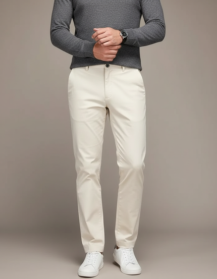 Pantalon Chino Écru Coton Droit Homme Décontracté - Beige