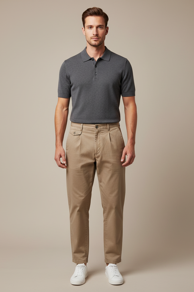 Pantalon Chino Relaxed - Beige Coton