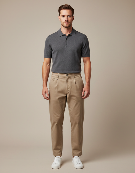 Pantalon Chino Relaxed - Beige Coton