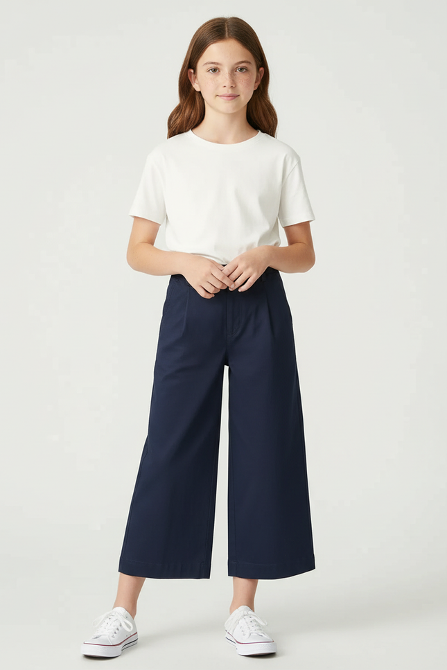 Pantalon Chino Bleu Marine Ample Coton Enfant Décontracté