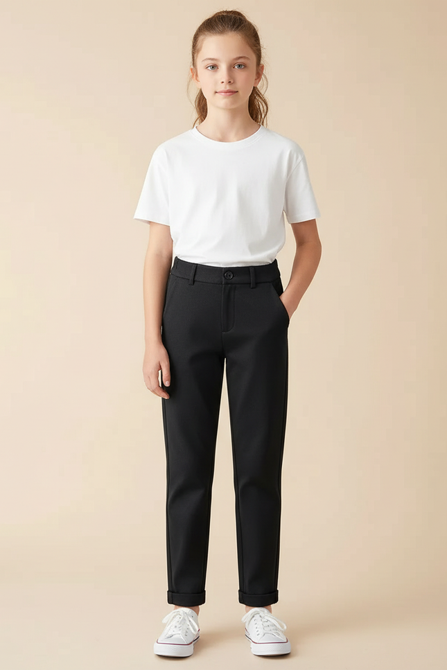 Pantalon Chino Noir Coton Droit Classique Enfant