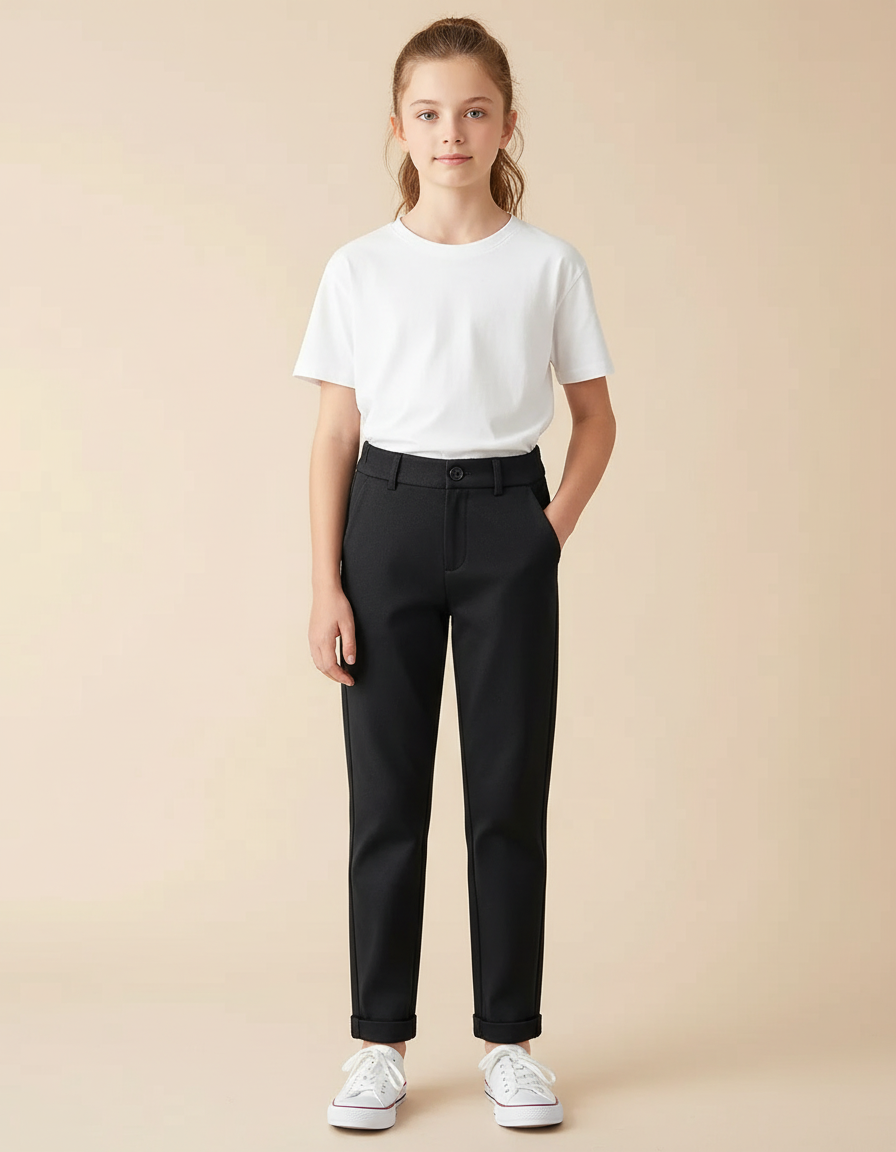 Pantalon Chino Noir Coton Droit Classique Enfant