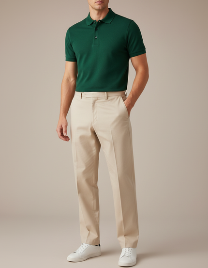 Pantalon Chino Beige Clair Droit Coton Décontracté Homme