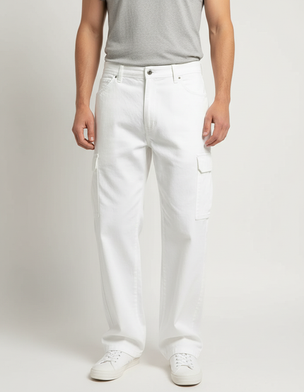 Pantalon Chino Blanc Cargo Ample Décontracté Homme - Jean