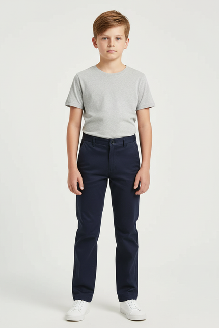 Pantalon Chino Elasthanne - Marine Coton