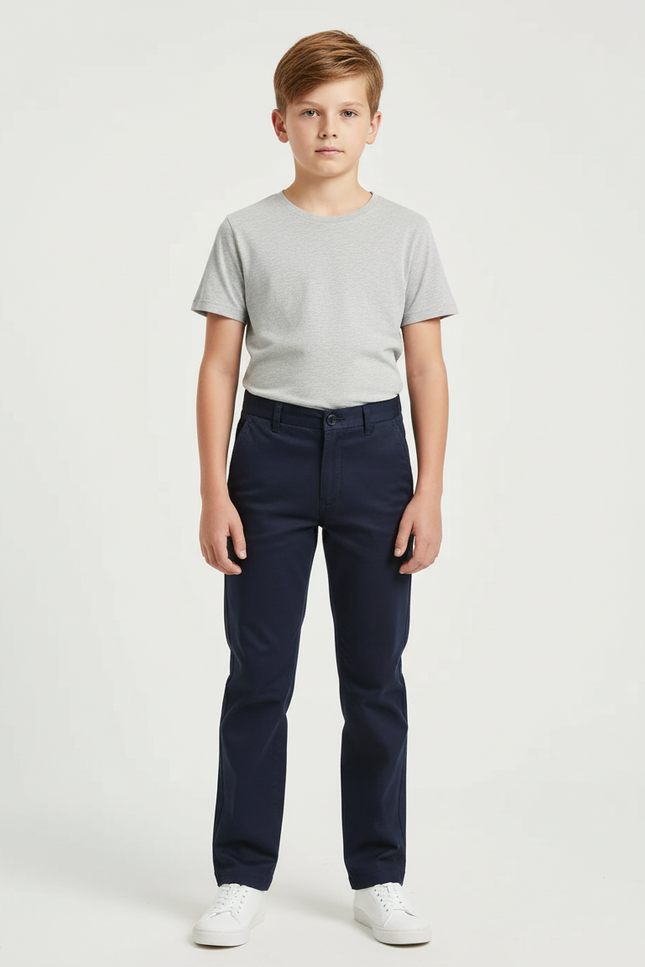 Pantalon Chino Elasthanne - Marine Coton