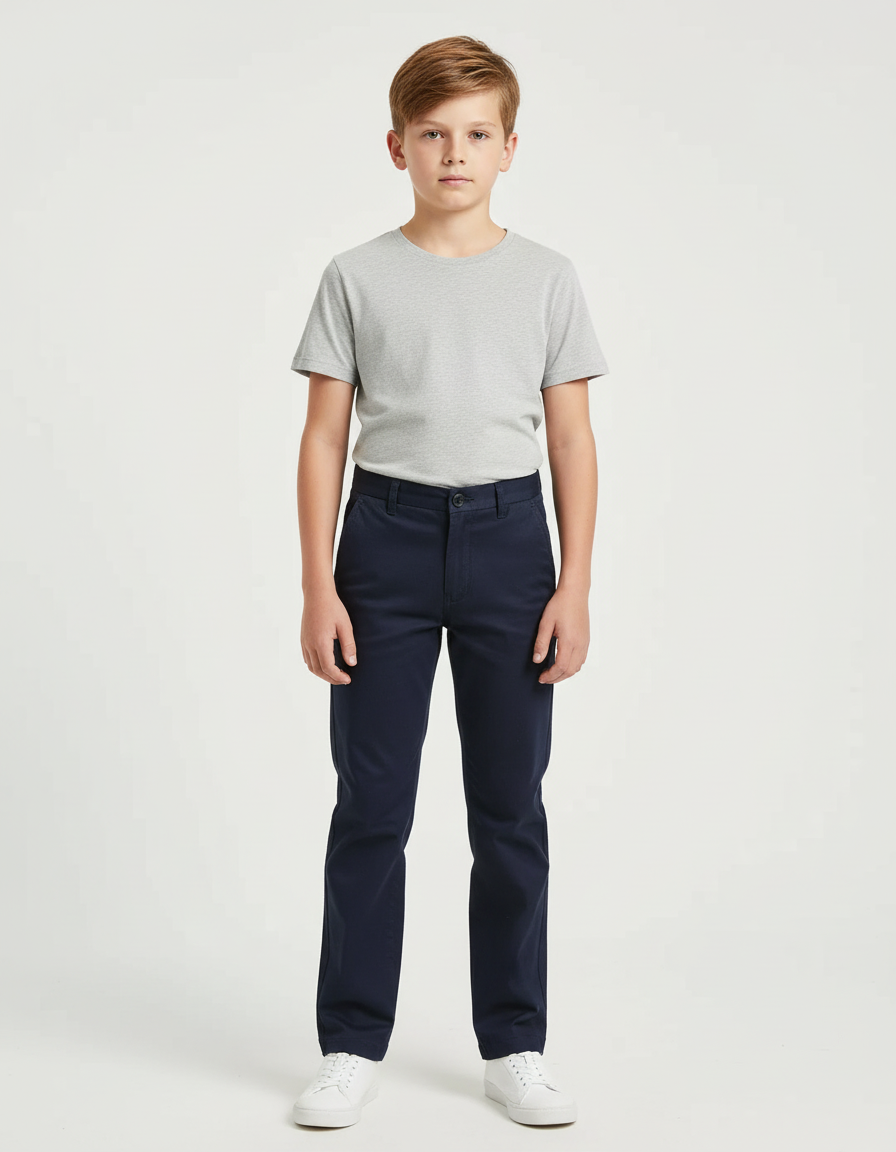 Pantalon Chino Elasthanne - Marine Coton