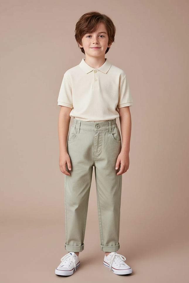 Pantalon Chino Vert Sauge - Gabardine