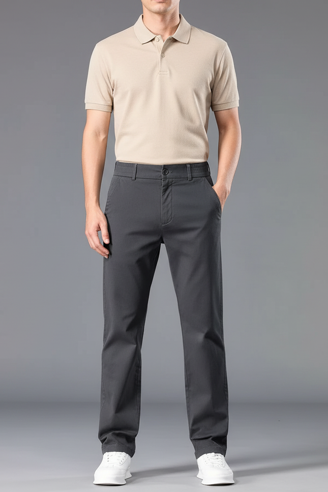 Pantalon Chino Gris Fonce Homme - Coton