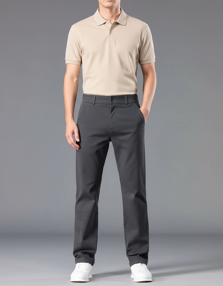 Pantalon Chino Gris Fonce Homme - Coton
