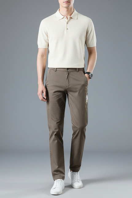Pantalon Chino Marron Slim Décontracté Coton Homme