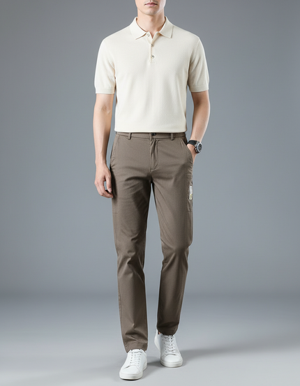 Pantalon Chino Marron Slim Décontracté Coton Homme
