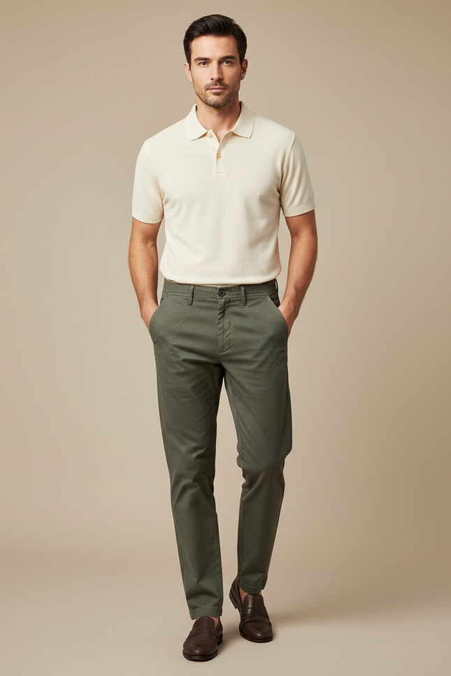 Pantalon Chino Militaire - Kaki Gabardine