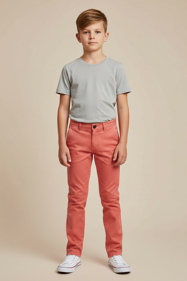 Pantalon Chino Rouge Garcon - Gabardine